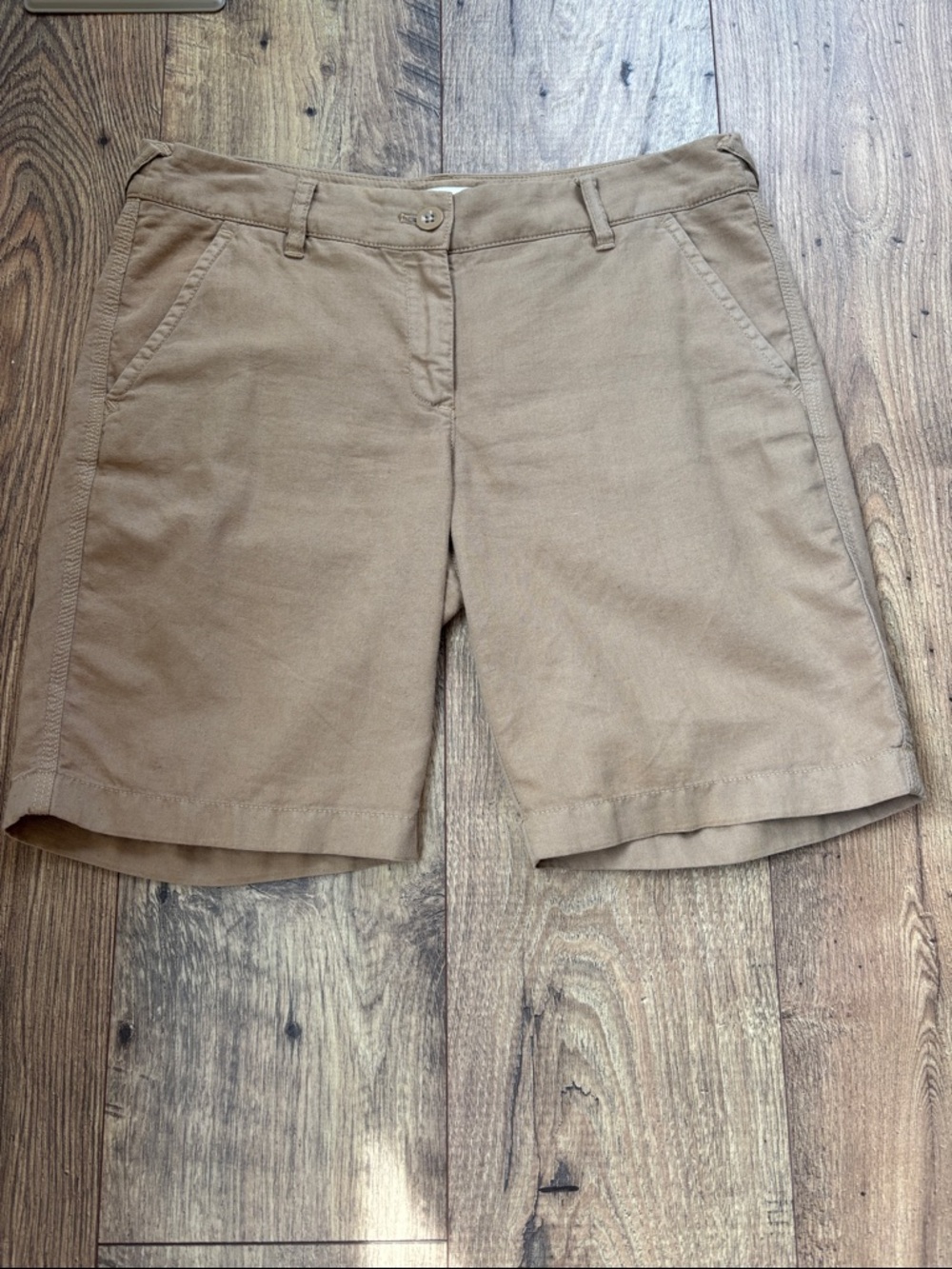 Women's J.Crew Tan Linen-Blend Bermuda Shorts